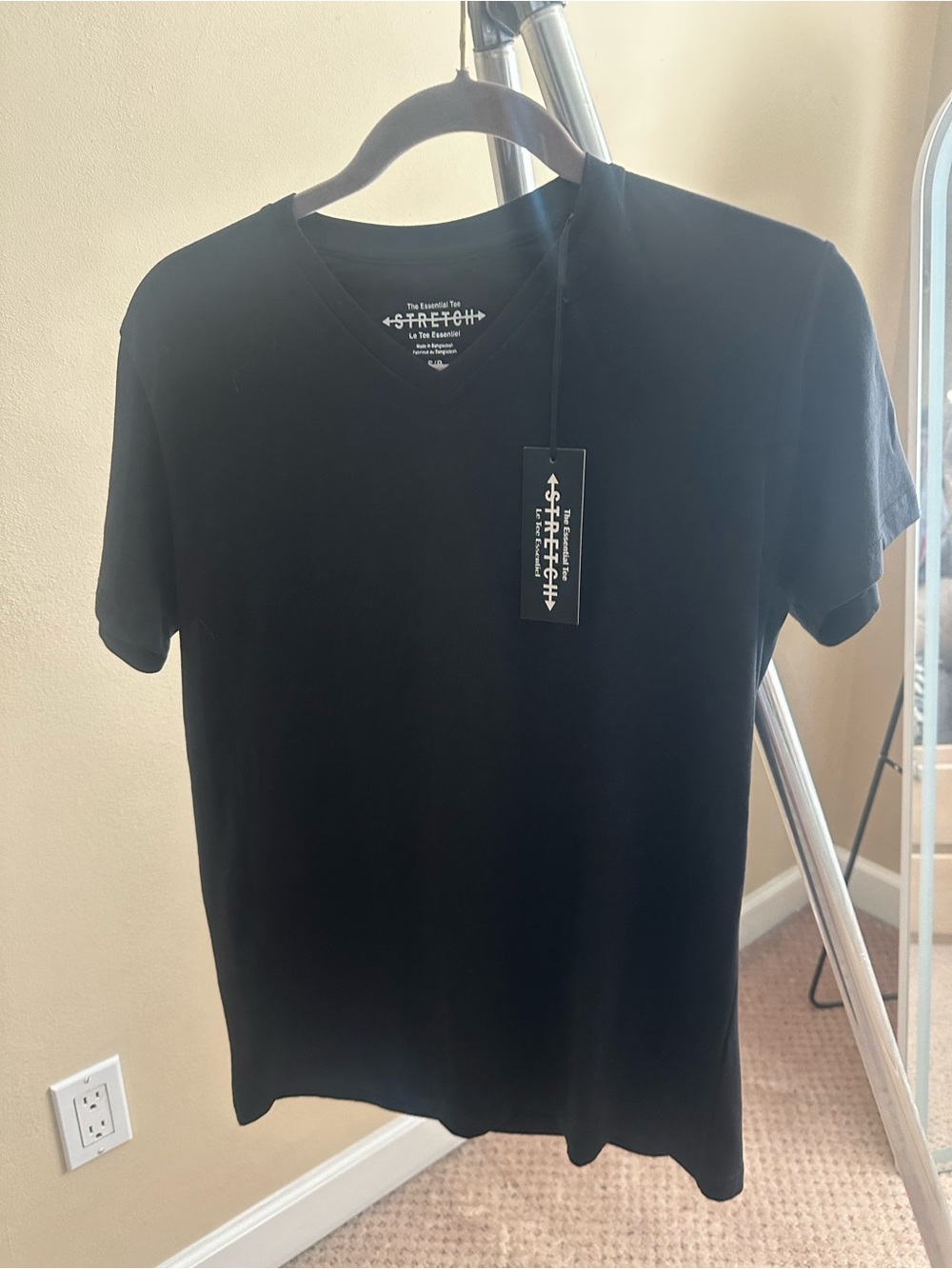 Essentials Men's Long Sleeve V-Neck Tee in Black